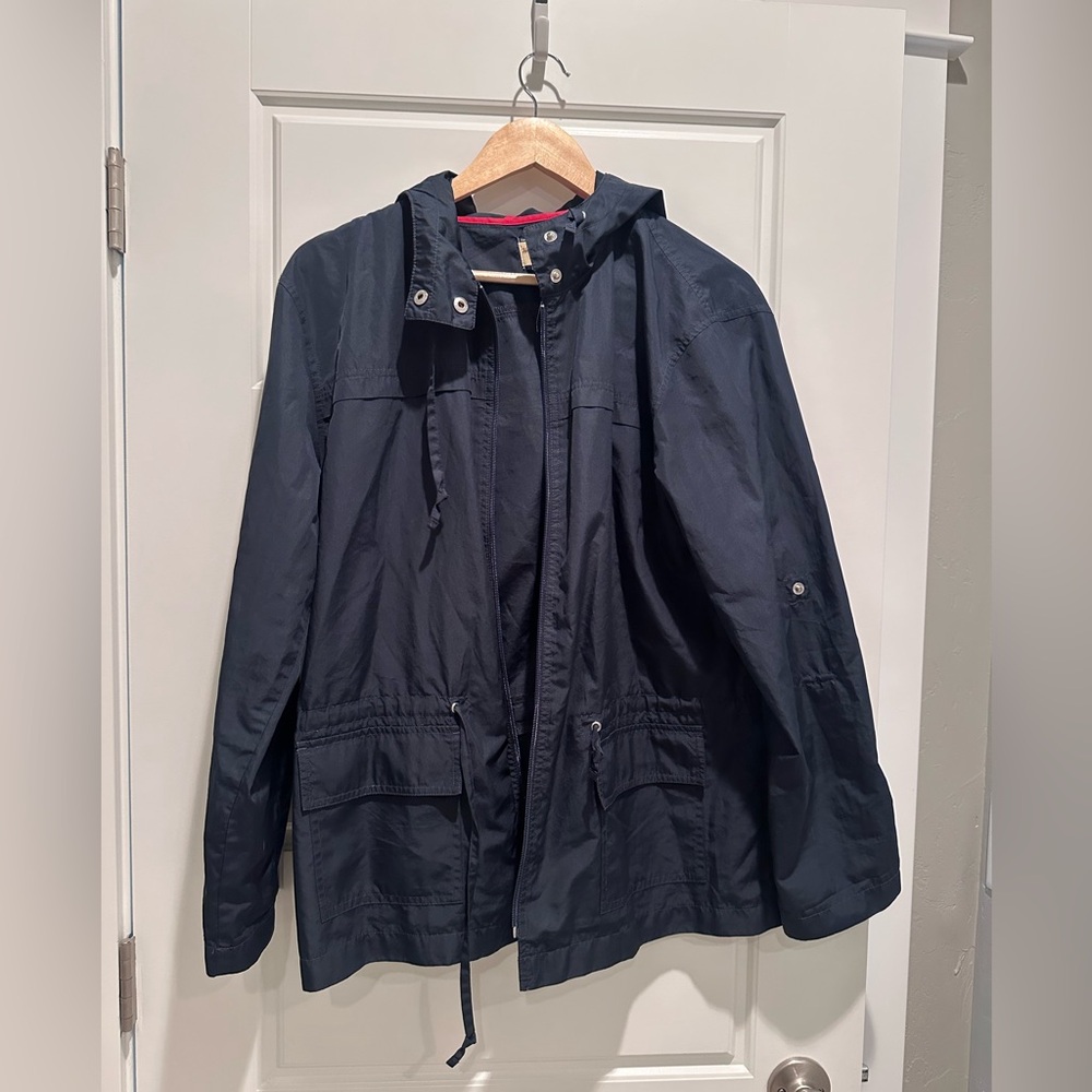 Heritage Collection by Bass Blue Windbreaker Jacket Size Medium Outdoor Hood - Picture 1 of 6